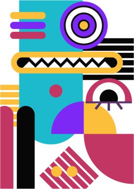 Abstract pop art collage surrealism face design vector illustration. Designed for NFT, token, wallpaper, poster, crypto, punk, aesthetic poster. NFT token in crypto artwork for blockchain digital art