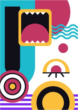 Abstract pop art collage surrealism face design vector illustration. Designed for NFT, token, wallpaper, poster, crypto, punk, aesthetic poster. NFT token in crypto artwork for blockchain digital art