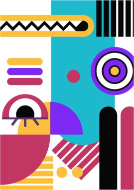 Abstract pop art collage surrealism face design vector illustration. Designed for NFT, token, wallpaper, poster, crypto, punk, aesthetic poster. NFT token in crypto artwork for blockchain digital art