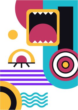 Abstract pop art collage surrealism face design vector illustration. Designed for NFT, token, wallpaper, poster, crypto, punk, aesthetic poster. NFT token in crypto artwork for blockchain digital art