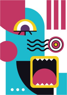 Abstract pop art collage surrealism face design vector illustration. Designed for NFT, token, wallpaper, poster, crypto, punk, aesthetic poster. NFT token in crypto artwork for blockchain digital art