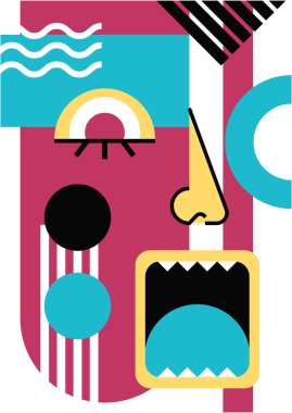 Abstract pop art collage surrealism face design vector illustration. Designed for NFT, token, wallpaper, poster, crypto, punk, aesthetic poster. NFT token in crypto artwork for blockchain digital art