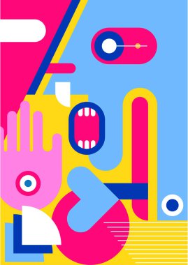 Abstract pop art collage surrealism face design vector illustration. Designed for NFT, token, wallpaper, poster, crypto, punk, aesthetic poster. NFT token in crypto artwork for blockchain digital art