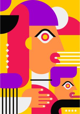 Abstract pop art collage surrealism face design vector illustration. Designed for NFT, token, wallpaper, poster, crypto, punk, aesthetic poster. NFT token in crypto artwork for blockchain digital art