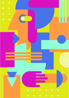 Abstract pop art collage surrealism face design vector illustration. Designed for NFT, token, wallpaper, poster, crypto, punk, aesthetic poster. NFT token in crypto artwork for blockchain digital art