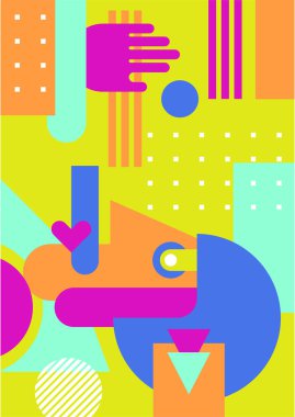 Abstract pop art collage surrealism face design vector illustration. Designed for NFT, token, wallpaper, poster, crypto, punk, aesthetic poster. NFT token in crypto artwork for blockchain digital art