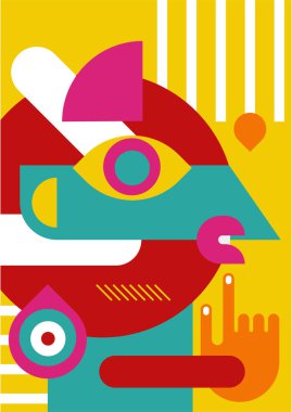 Abstract pop art collage surrealism face design vector illustration. Designed for NFT, token, wallpaper, poster, crypto, punk, aesthetic poster. NFT token in crypto artwork for blockchain digital art