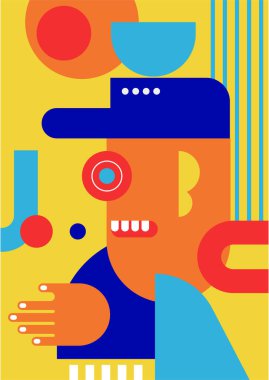 Abstract pop art collage surrealism face design vector illustration. Designed for NFT, token, wallpaper, poster, crypto, punk, aesthetic poster. NFT token in crypto artwork for blockchain digital art