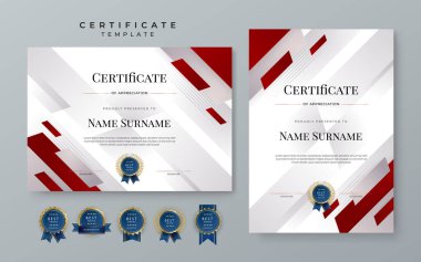 Modern elegant red diploma certificate template with business corporate concept