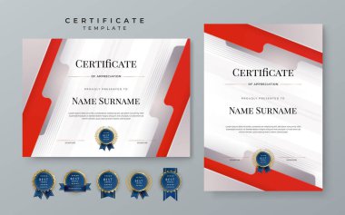 Modern elegant red diploma certificate template with business corporate concept