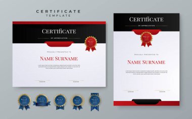 Set of modern elegant modern certificate design template with badge and border for business corporate need