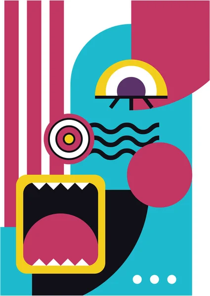 Абстрактний Поп Арт Колаж Сюрреалізм Дизайн Обличчя Векторні Ілюстрації Розроблений — стоковий вектор