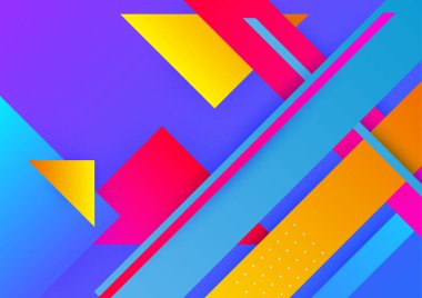 Colorful gradient memphis geometric pattern background texture for poster cover design. Minimal color abstract gradient banner template. Modern vector shape for business presentation and social media