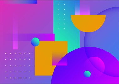 Colorful gradient memphis geometric pattern background texture for poster cover design. Minimal color abstract gradient banner template. Modern vector shape for business presentation and social media