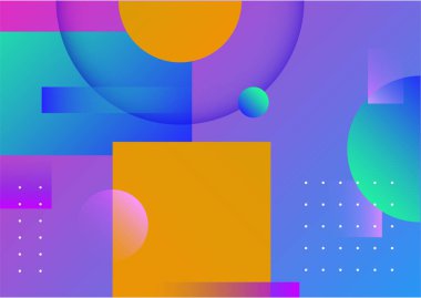 Colorful gradient memphis geometric pattern background texture for poster cover design. Minimal color abstract gradient banner template. Modern vector shape for business presentation and social media