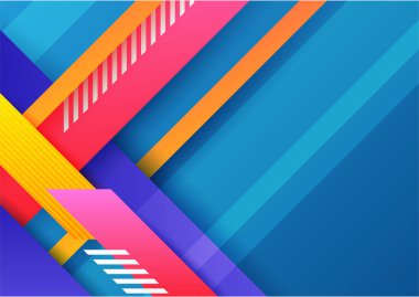 Colorful gradient memphis geometric pattern background texture for poster cover design. Minimal color abstract gradient banner template. Modern vector shape for business presentation and social media