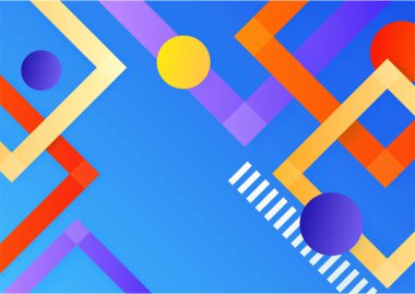 Colorful gradient memphis geometric pattern background texture for poster cover design. Minimal color abstract gradient banner template. Modern vector shape for business presentation and social media