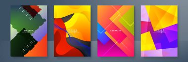 Set of four cover design with colorful minimal design