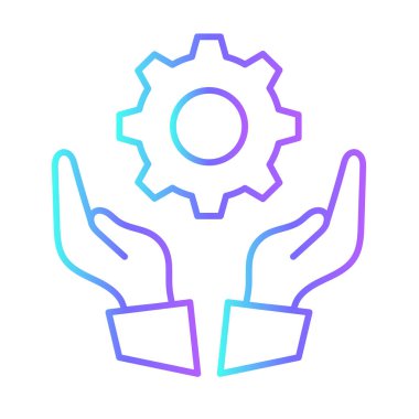 Solution Business People Icons with purple blue outline style