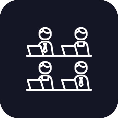 Coworking Business People Icons with black filled outline style