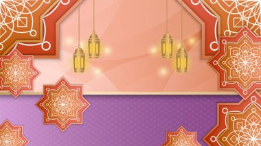 Elegant realistic ramadan kareem islamic illustration background for decorative pattern festival card. Arabic ornamental background in paper style