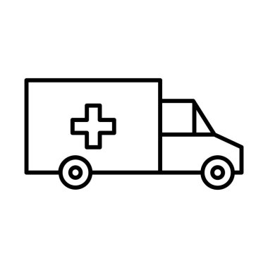 Ambulance Transportation Icons with black outline style