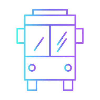 Bus Transportation Icons with purple blue outline style