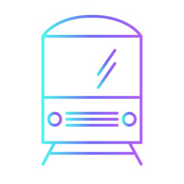 Train Transportation Icons with purple blue outline style