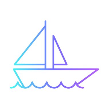Sail boat Transportation Icons with purple blue outline style