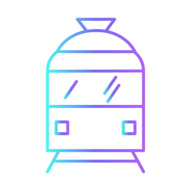 Train Transportation Icons with purple blue outline style