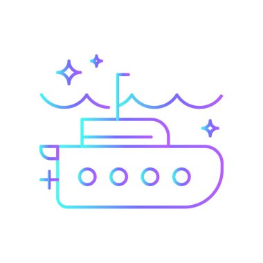 Submarine Transportation Icons with purple blue outline style