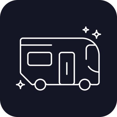 Bus Transportation Icons with black filled outline style