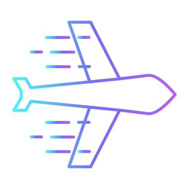 Plane Transportation Icons with purple blue outline style