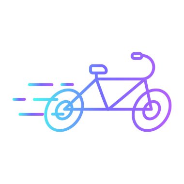 Bicycle Transportation Icons with purple blue outline style