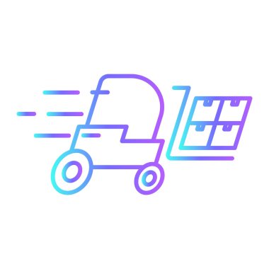 Forklift Transportation Icons with purple blue outline style