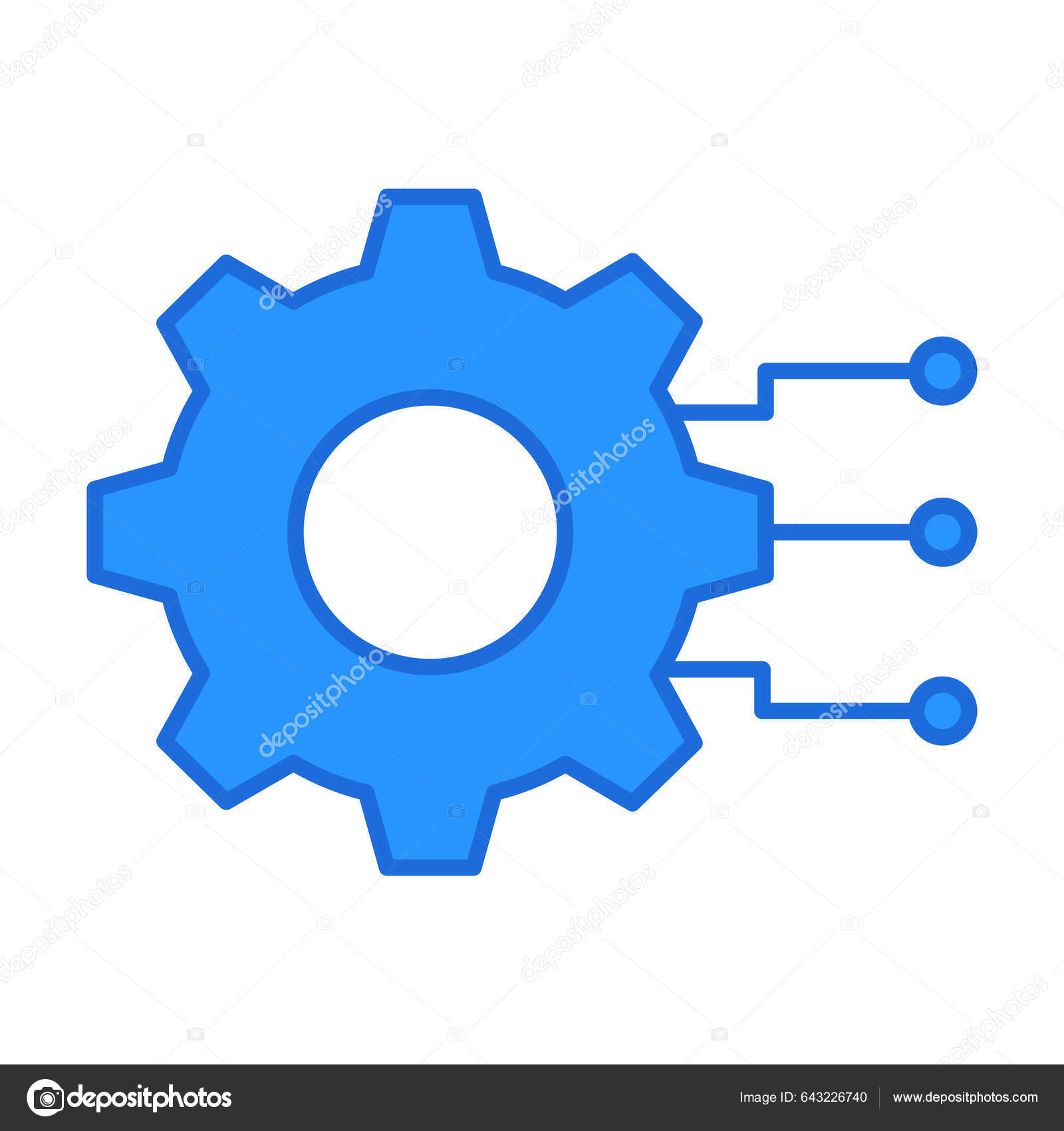Setting Technology Icon Blue Outline Style Concept Digital Data ...