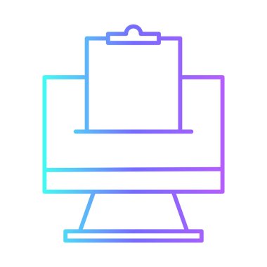 Survey Feedback Icons with purple blue outline style. Thin line icon related to feedback, rating, testimonials, quick response, satisfaction and more. Simple web icon. Vector illustration