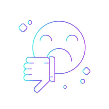 Bad feedback Feedback Icons with purple blue outline style. Thin line icon related to feedback, rating, testimonials, quick response, satisfaction and more. Simple web icon. Vector illustration
