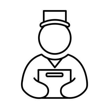 Delivery man delivery service icons with black outline style. Shipping logistics symbol sign. Simple vector illustration. Related to package, fee, fast courier