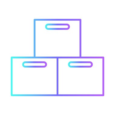 Box delivery service icons with purple blue outline style. Shipping logistics symbol sign. Simple vector illustration. Related to package, fee, fast courier