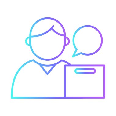 Delivery manager delivery service icons with purple blue outline style. Shipping logistics symbol sign. Simple vector illustration. Related to package, fee, fast courier