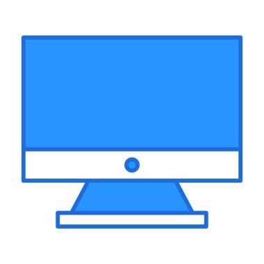 Computer technology icon with blue outline style. Concept, digital, data, abstract, network, internet, tech. Vector Illustration
