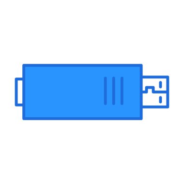 Flashdisk technology icon with blue outline style. Concept, digital, data, abstract, network, internet, tech. Vector Illustration