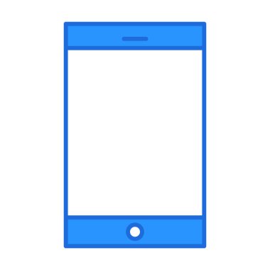 Mobile technology icon with blue outline style. Concept, digital, data, abstract, network, internet, tech. Vector Illustration