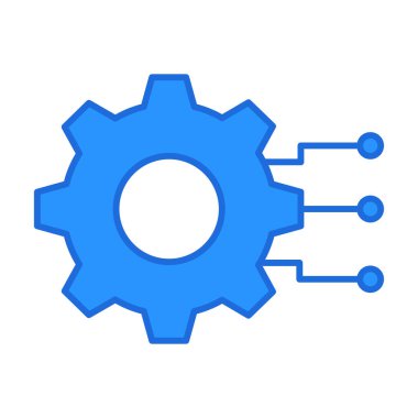 Setting technology icon with blue outline style. Concept, digital, data, abstract, network, internet, tech. Vector Illustration