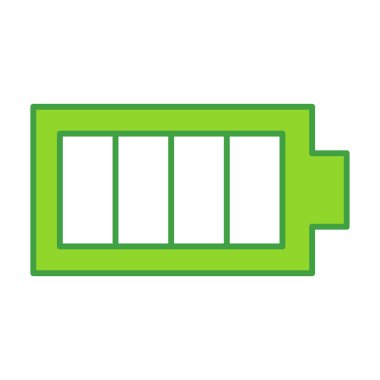 Battery technology icon with green outline style. Concept, digital, data, abstract, network, internet, tech. Vector Illustration