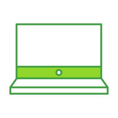 Laptop technology icon with green outline style. Concept, digital, data, abstract, network, internet, tech. Vector Illustration