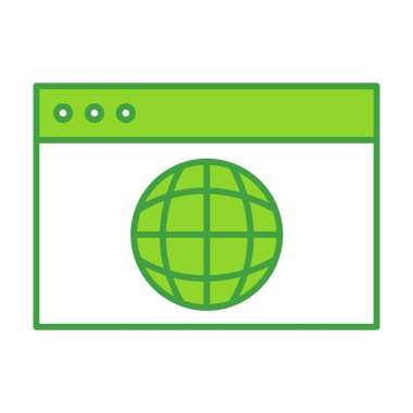 Dashboard technology icon with green outline style. Concept, digital, data, abstract, network, internet, tech. Vector Illustration