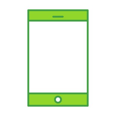 Mobile technology icon with green outline style. Concept, digital, data, abstract, network, internet, tech. Vector Illustration