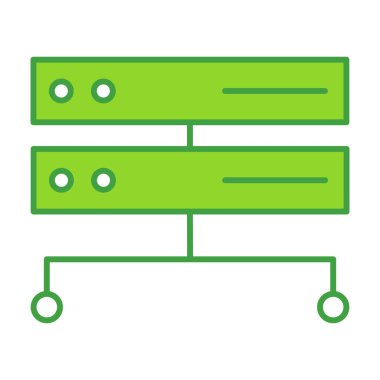Server technology icon with green outline style. Concept, digital, data, abstract, network, internet, tech. Vector Illustration
